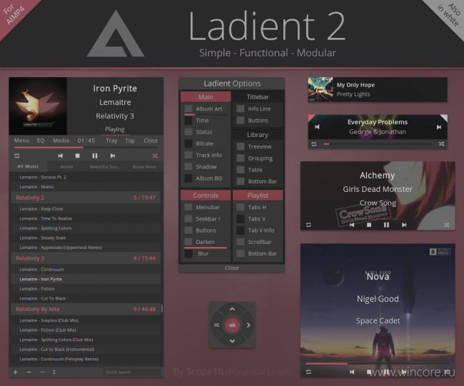 Ladient 2 — интересный модульный скин для AIMP 4