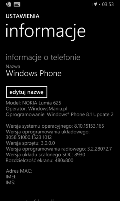      Lumia 625  Windows Phone 8.1