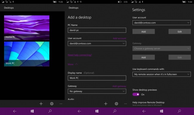  Remote Desktop Preview    Windows 10 Mobile  Continuum