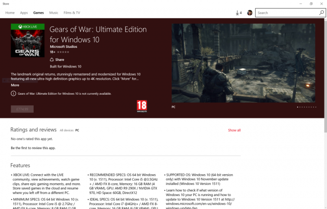 Gears of War: Ultimate Edition засветилась в Магазине Windows
