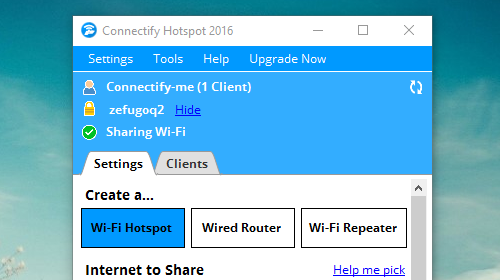 Connectify Hotspot     Wi-Fi