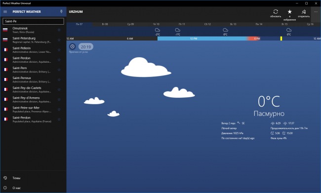 Perfect Weather Universal — симпатичное погодное приложение