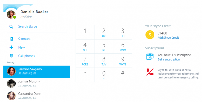Из веб-версии Skype теперь можно звонить на мобильный