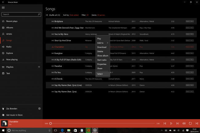 Redstone: улучшения для Музыки Groove и собственный аналог OS X Handoff