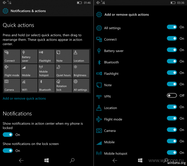 Центр действий Windows 10 Mobile получит долгожданные улучшения