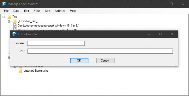 Manage Edge Favorites      