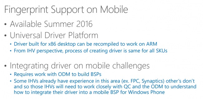 Windows 10 Mobile получила поддержку сканеров отпечатка пальца