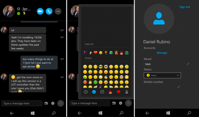      Skype  Windows 10 Mobile