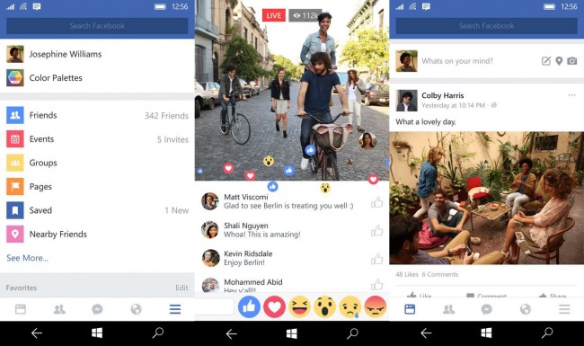      Facebook  Windows 10 Mobile