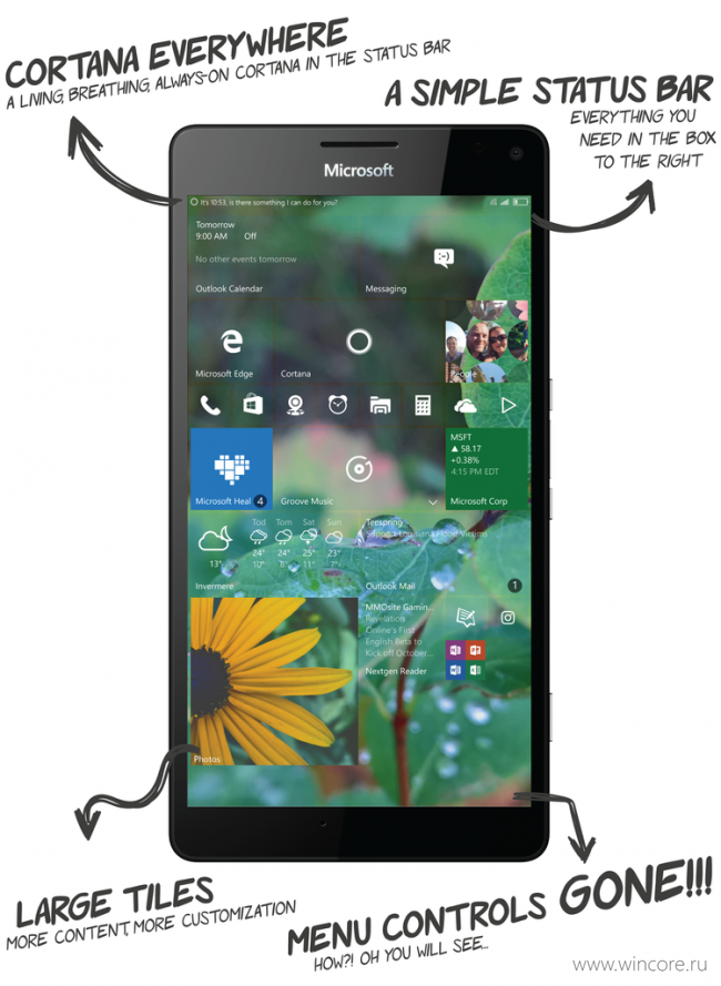 Ещё один спорный концепт Windows 10 Mobile Redstone 2