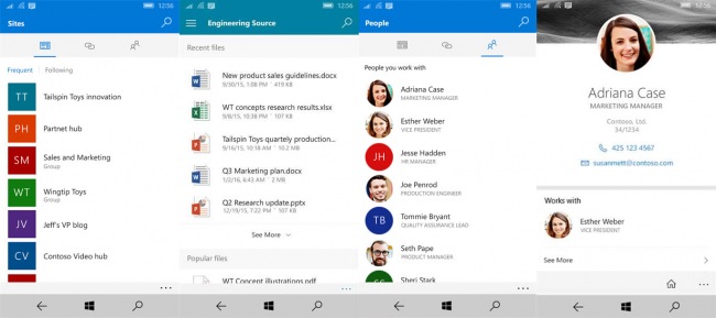  Windows 10 Mobile   Office Delve  SharePoint