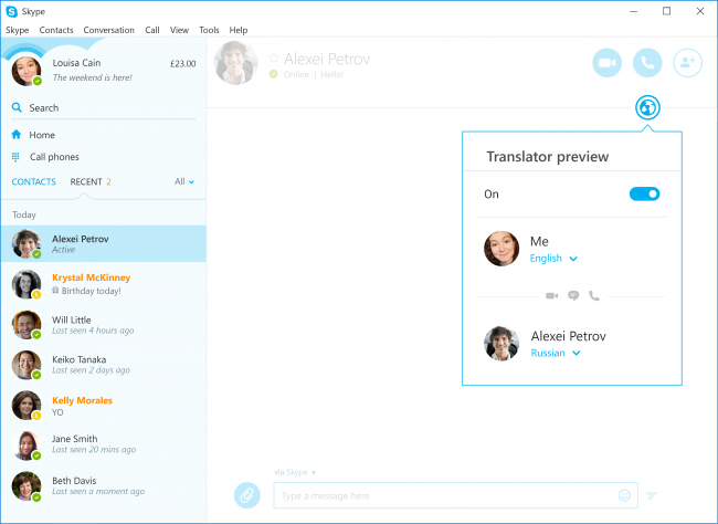 Skype Translator научился синхронному переводу русского языка