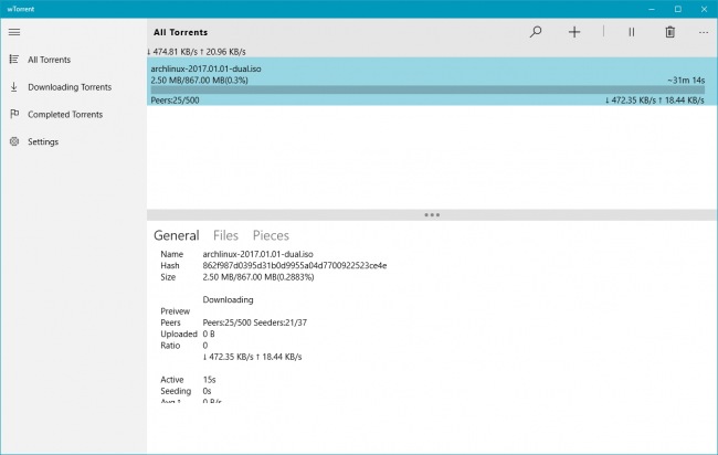 wTorrent   -  Windows 10