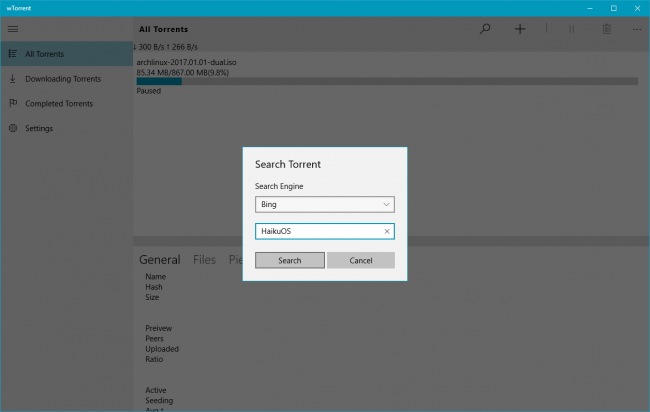 wTorrent   -  Windows 10