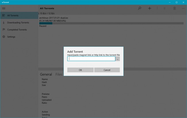 wTorrent   -  Windows 10