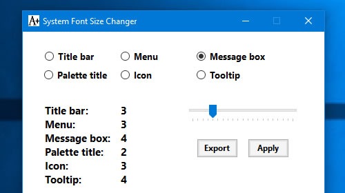 System Font Size Changer       Windows 10 Creators Update