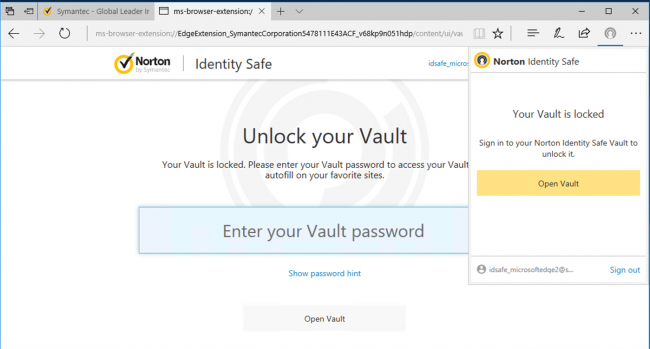   Norton Identity Safe     Microsoft Edge