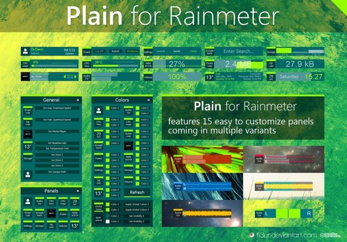 Plain for Rainmeter — набор системных виджетов для рабочего стола
