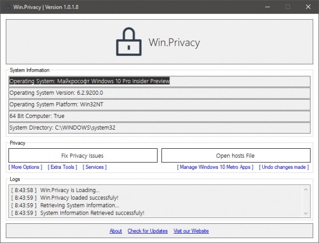 Win.Privacy — блокируем телеметрию, обновления и приложения