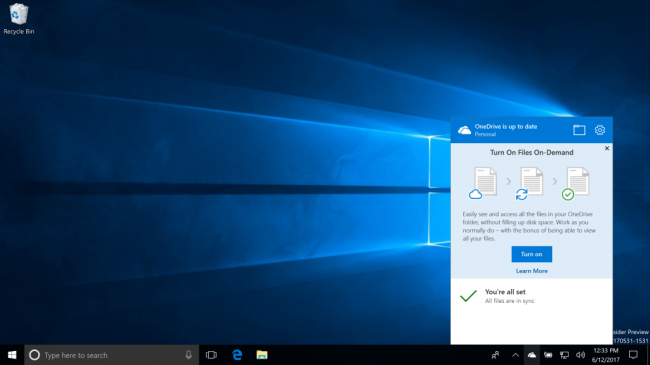 Функция OneDrive Files On-Demand доступна для Windows 10 Insider Preview 16215