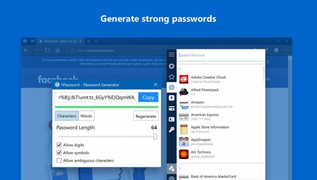  Microsoft Edge    1Password