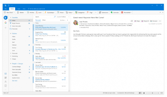 Для почтового клиента Outlook готовится обновлённый интерфейс