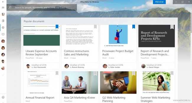 Office Delve    Windows 10