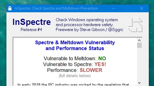 InSpectre — проверяем систему на предмет защиты от уязвимостей