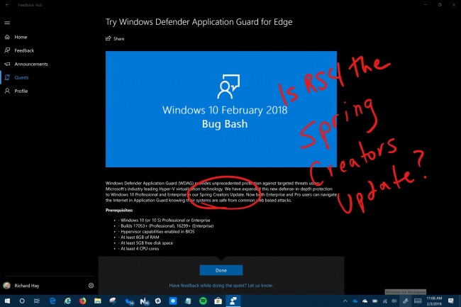 Windows 10 1803 может получить имя Spring Creators Update?