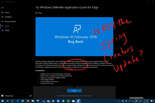 Windows 10 1803    Spring Creators Update?