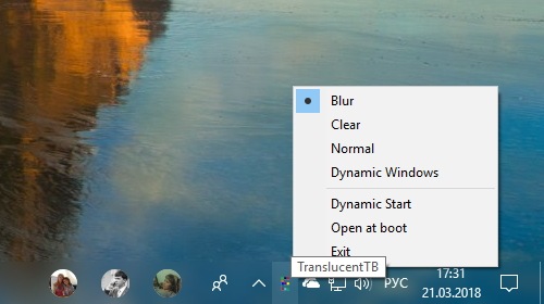 TranslucentTB — прозрачная панель задач