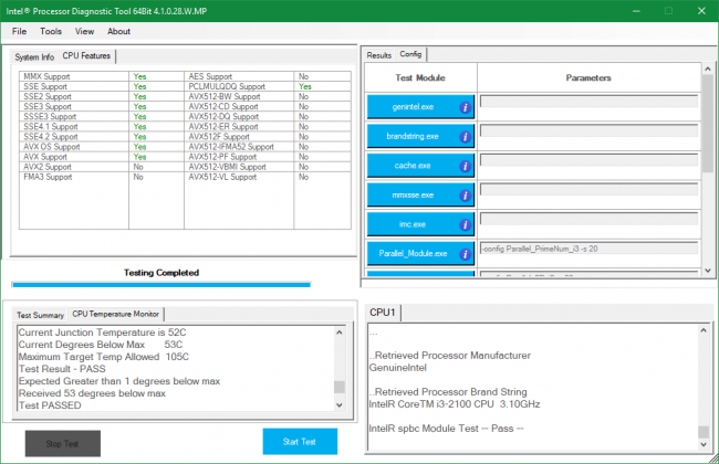 Intel Processor Diagnostic Tool  -  