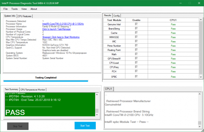 Intel Processor Diagnostic Tool  -  