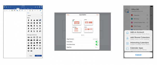 Office Mobile:    Windows 10     iOS  Android