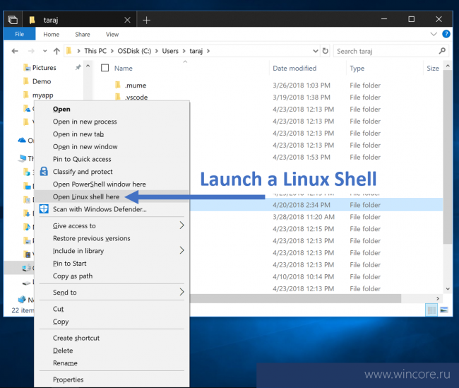 Windows 10 October 2018 Update:    Windows  Linux