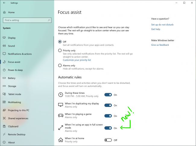 Windows Insider: улучшения для Фокусировки внимания, Центра действий и Эмодзи