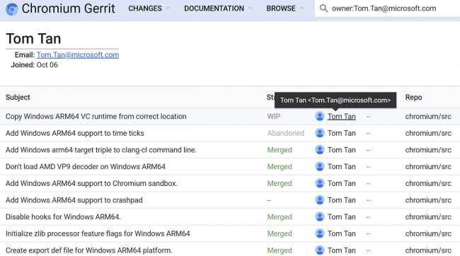 Microsoft     Chromium  ARM64