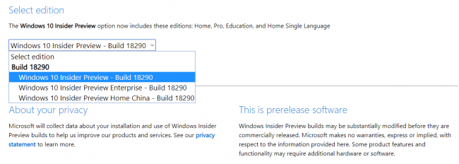 Windows Insider:  ISO-  18290