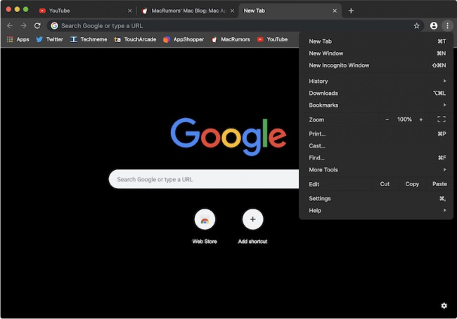 Разработчики Google Chrome тестируют тёмную тему