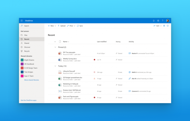 OneDrive получит Fluent Design, станет умнее и удобнее
