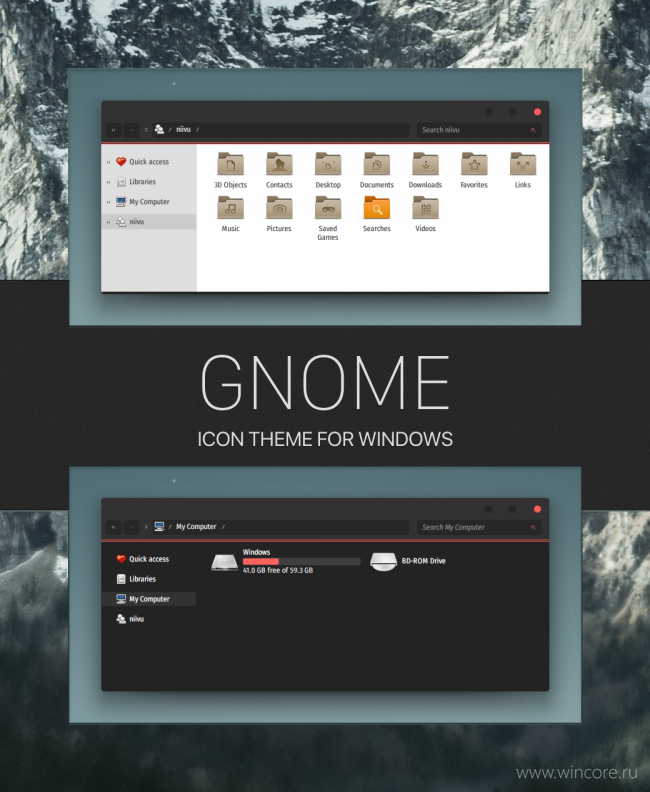 Gnome    Windows 10