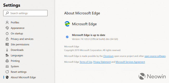 В сеть попали первые скриншоты Microsoft Edge на базе Chromium