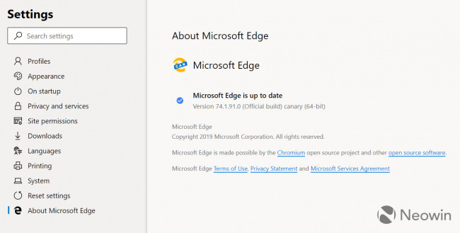 В сеть попали первые скриншоты Microsoft Edge на базе Chromium