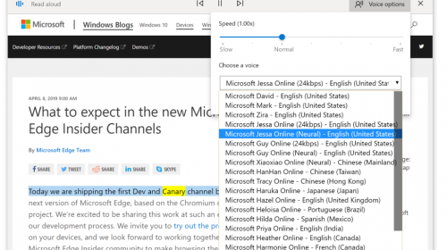 В Microsoft Edge появятся облачные голоса