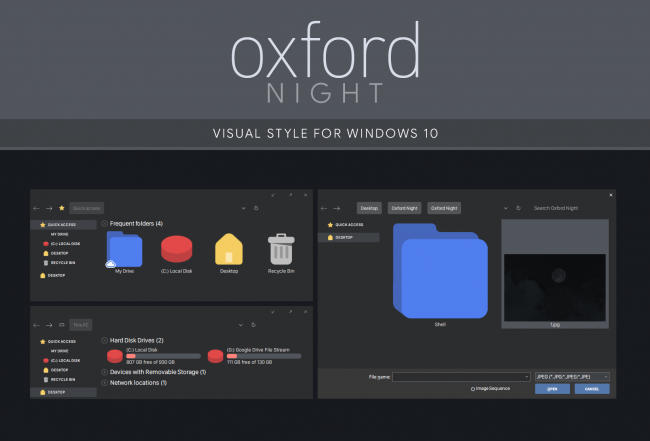 Oxford Night — чистый тёмный интерфейс