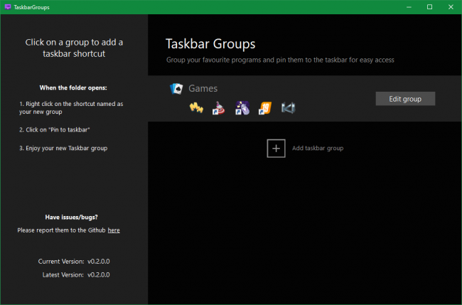 Taskbar Groups — группы ярлыков на панели задач