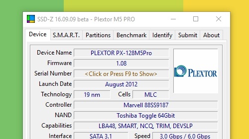 SSD-Z — получаем подробную информацию о твердотельном накопителе